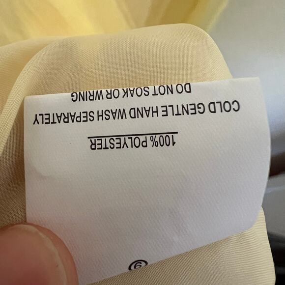 Billy J Halo Maxi Dress Lemon Yellow Polyester Ruffle Tiered Spaghetti Strap - Picture 14 of 14